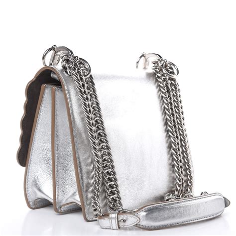 fendi kan i calfskin monster|Fendi Kan I Metallic Silver Calfskin Scalloped Studded Bag.